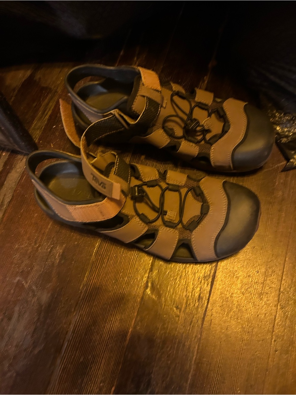 Teva mensTan and Black Outdoor Sandals